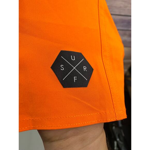 No Boundaries Orange Surf Shorts – Men’s 38– Zip Pocket – Drawstring Waist - Picture 7 of 8